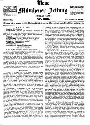 Neue Münchener Zeitung. Morgenblatt (Süddeutsche Presse) Donnerstag 24. Dezember 1857