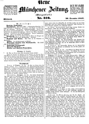 Neue Münchener Zeitung. Morgenblatt (Süddeutsche Presse) Mittwoch 30. Dezember 1857