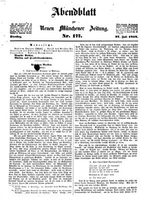 Neue Münchener Zeitung. Morgenblatt (Süddeutsche Presse) Dienstag 27. Juli 1858