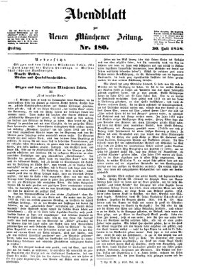 Neue Münchener Zeitung. Morgenblatt (Süddeutsche Presse) Freitag 30. Juli 1858