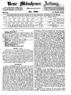 Neue Münchener Zeitung. Morgenblatt (Süddeutsche Presse) Montag 2. August 1858