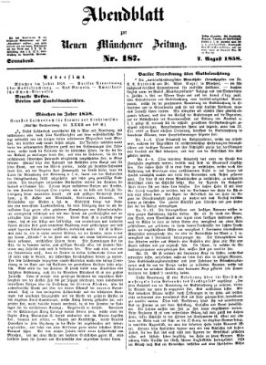 Neue Münchener Zeitung. Morgenblatt (Süddeutsche Presse) Samstag 7. August 1858