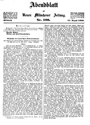 Neue Münchener Zeitung. Morgenblatt (Süddeutsche Presse) Mittwoch 11. August 1858