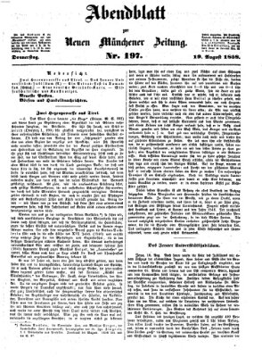 Neue Münchener Zeitung. Morgenblatt (Süddeutsche Presse) Donnerstag 19. August 1858