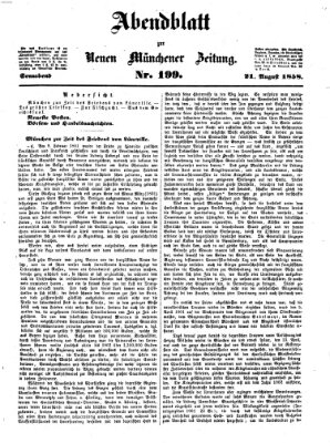 Neue Münchener Zeitung. Morgenblatt (Süddeutsche Presse) Samstag 21. August 1858