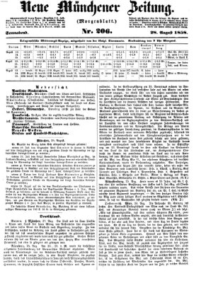 Neue Münchener Zeitung. Morgenblatt (Süddeutsche Presse) Samstag 28. August 1858