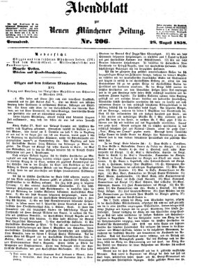 Neue Münchener Zeitung. Morgenblatt (Süddeutsche Presse) Samstag 28. August 1858