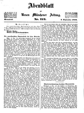 Neue Münchener Zeitung. Morgenblatt (Süddeutsche Presse) Samstag 4. September 1858