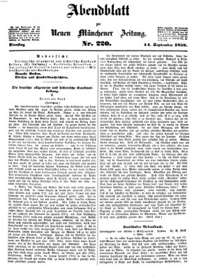 Neue Münchener Zeitung. Morgenblatt (Süddeutsche Presse) Dienstag 14. September 1858