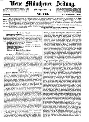 Neue Münchener Zeitung. Morgenblatt (Süddeutsche Presse) Freitag 17. September 1858