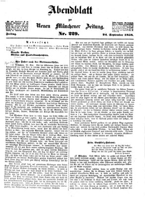 Neue Münchener Zeitung. Morgenblatt (Süddeutsche Presse) Freitag 24. September 1858