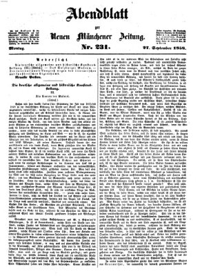 Neue Münchener Zeitung. Morgenblatt (Süddeutsche Presse) Montag 27. September 1858