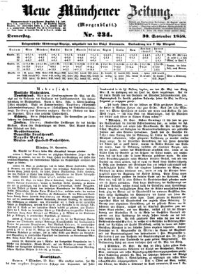 Neue Münchener Zeitung. Morgenblatt (Süddeutsche Presse) Donnerstag 30. September 1858