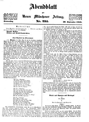 Neue Münchener Zeitung. Morgenblatt (Süddeutsche Presse) Donnerstag 30. September 1858