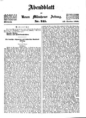 Neue Münchener Zeitung. Morgenblatt (Süddeutsche Presse) Mittwoch 13. Oktober 1858