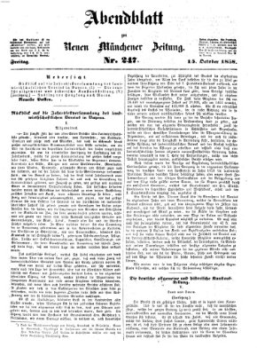 Neue Münchener Zeitung. Morgenblatt (Süddeutsche Presse) Freitag 15. Oktober 1858