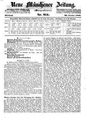 Neue Münchener Zeitung. Morgenblatt (Süddeutsche Presse) Mittwoch 20. Oktober 1858