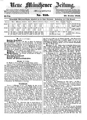 Neue Münchener Zeitung. Morgenblatt (Süddeutsche Presse) Freitag 29. Oktober 1858