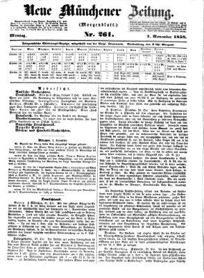 Neue Münchener Zeitung. Morgenblatt (Süddeutsche Presse) Montag 1. November 1858