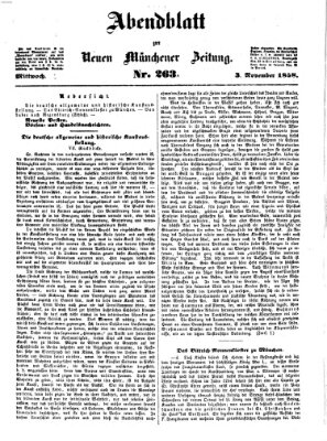 Neue Münchener Zeitung. Morgenblatt (Süddeutsche Presse) Mittwoch 3. November 1858