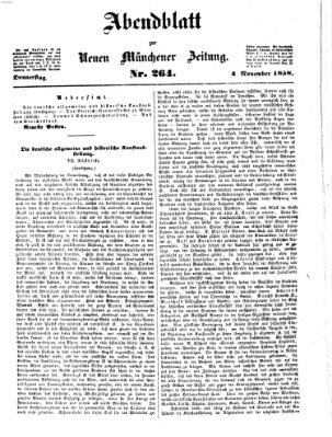 Neue Münchener Zeitung. Morgenblatt (Süddeutsche Presse) Donnerstag 4. November 1858