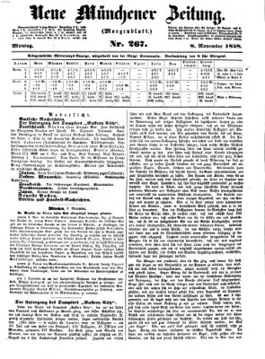 Neue Münchener Zeitung. Morgenblatt (Süddeutsche Presse) Montag 8. November 1858