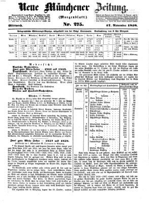 Neue Münchener Zeitung. Morgenblatt (Süddeutsche Presse) Mittwoch 17. November 1858