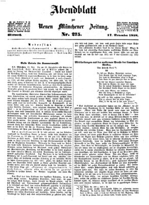 Neue Münchener Zeitung. Morgenblatt (Süddeutsche Presse) Mittwoch 17. November 1858