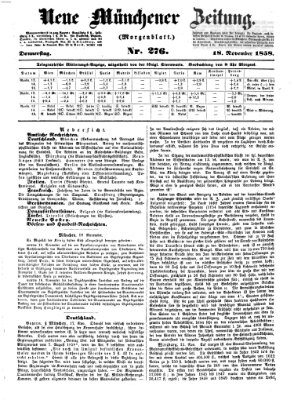 Neue Münchener Zeitung. Morgenblatt (Süddeutsche Presse) Donnerstag 18. November 1858