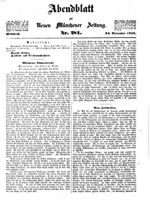 Neue Münchener Zeitung. Morgenblatt (Süddeutsche Presse) Mittwoch 24. November 1858