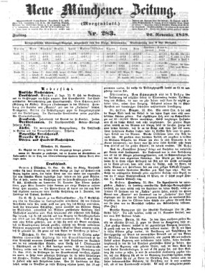 Neue Münchener Zeitung. Morgenblatt (Süddeutsche Presse) Freitag 26. November 1858