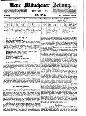 Neue Münchener Zeitung. Morgenblatt (Süddeutsche Presse) Montag 29. November 1858