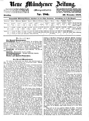 Neue Münchener Zeitung. Morgenblatt (Süddeutsche Presse) Dienstag 30. November 1858