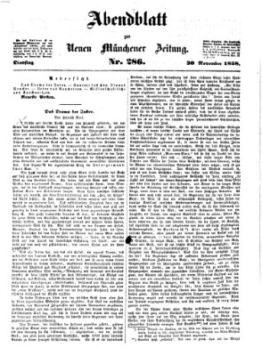 Neue Münchener Zeitung. Morgenblatt (Süddeutsche Presse) Dienstag 30. November 1858