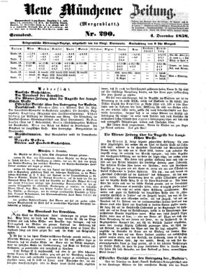 Neue Münchener Zeitung. Morgenblatt (Süddeutsche Presse) Samstag 4. Dezember 1858