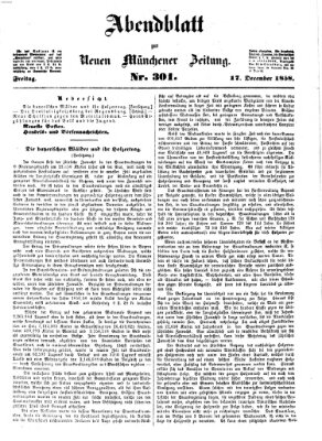 Neue Münchener Zeitung. Morgenblatt (Süddeutsche Presse) Freitag 17. Dezember 1858