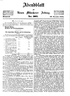 Neue Münchener Zeitung. Morgenblatt (Süddeutsche Presse) Samstag 18. Dezember 1858