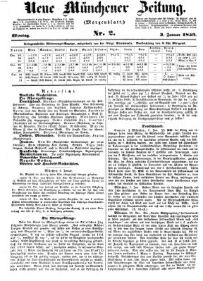 Neue Münchener Zeitung. Morgenblatt (Süddeutsche Presse) Montag 3. Januar 1859