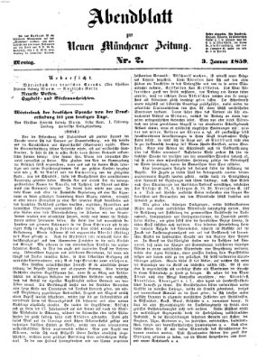 Neue Münchener Zeitung. Morgenblatt (Süddeutsche Presse) Montag 3. Januar 1859