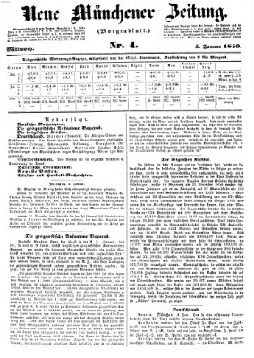 Neue Münchener Zeitung. Morgenblatt (Süddeutsche Presse) Mittwoch 5. Januar 1859