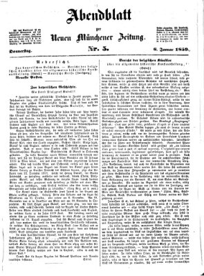 Neue Münchener Zeitung. Morgenblatt (Süddeutsche Presse) Donnerstag 6. Januar 1859