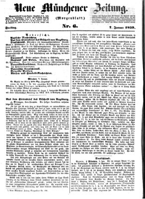 Neue Münchener Zeitung. Morgenblatt (Süddeutsche Presse) Freitag 7. Januar 1859