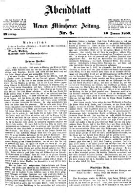 Neue Münchener Zeitung. Morgenblatt (Süddeutsche Presse) Montag 10. Januar 1859