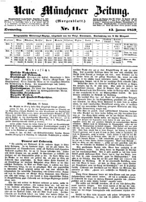 Neue Münchener Zeitung. Morgenblatt (Süddeutsche Presse) Donnerstag 13. Januar 1859