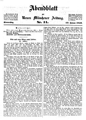 Neue Münchener Zeitung. Morgenblatt (Süddeutsche Presse) Donnerstag 13. Januar 1859