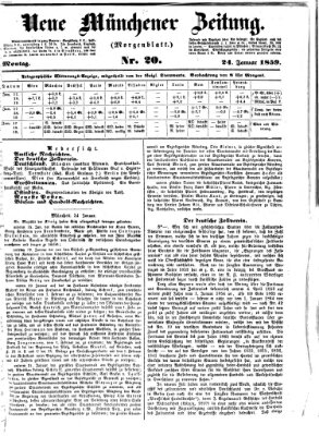 Neue Münchener Zeitung. Morgenblatt (Süddeutsche Presse) Montag 24. Januar 1859