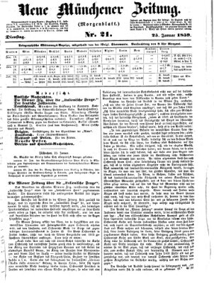 Neue Münchener Zeitung. Morgenblatt (Süddeutsche Presse) Dienstag 25. Januar 1859
