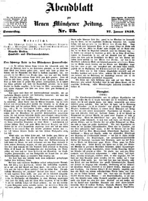 Neue Münchener Zeitung. Morgenblatt (Süddeutsche Presse) Donnerstag 27. Januar 1859