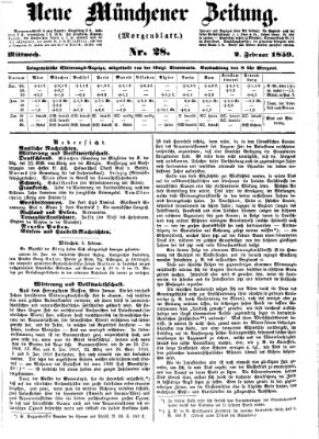 Neue Münchener Zeitung. Morgenblatt (Süddeutsche Presse) Mittwoch 2. Februar 1859