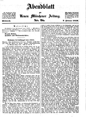 Neue Münchener Zeitung. Morgenblatt (Süddeutsche Presse) Mittwoch 2. Februar 1859